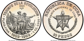 Republic silver Proof "Triumph of the Revolution - 30th Anniversary" 10 Pesos 1989 PR68 Ultra Cameo NGC, Havana mint, KM162. Mintage: 2,000. Triumph o...