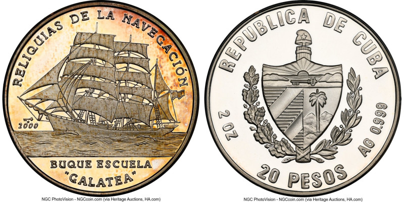 Republic silver Proof "Training Ship - Galatea" 20 Pesos (2 oz) 2000 PR63 Ultra ...