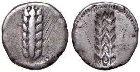 § LUCANIA Metaponto (V sec. a.C.) Statere - Spiga di grano R/ Spiga in incuso - cfr. S.Cop. 1172 e suc. AG (g 7,49)

Status: MB

Notes: Please, no...