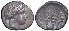 § LUCANIA Metaponto (V-IV sec. a.C.) Statere - Testa di ninfa a dx. R/ Spiga in incuso - cfr. S.Cop. 1190 e suc. AG (g 7,60)

Status: qBB

Notes: ...