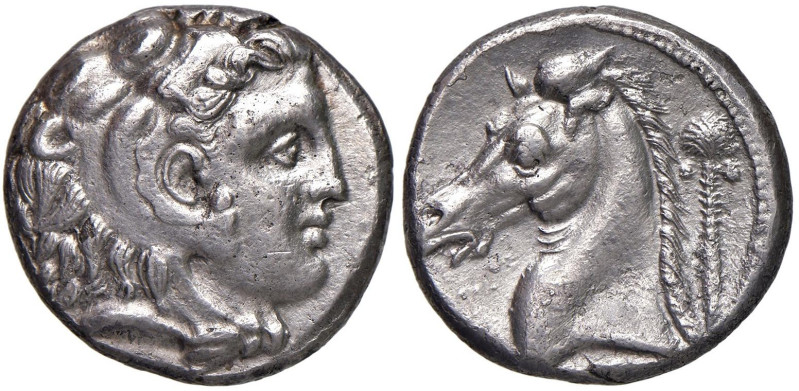 § SICILIA Dominazione punica (IV sec. a.C.) Tetradramma - Testa di Eracle Melkar...
