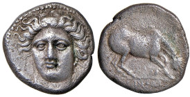 § TESSAGLIA Larissa (circa 395-344 a.C.) Dramma - Testa di ninfa di fronte. R/ Cavallo al pascolo stante a dx - S.Cop. 131 e segg. AG (g 5,80) Metallo...