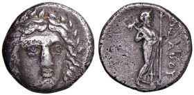 § CARIA - Satrapi - Pixodaros (340-334 a.C.) Didramma - Testa di Apollo di fronte. R/ Zeus Labrandeus stante a dx - S.Cop. 596 AG (g 6,52) Graffi e os...