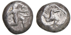§ PAMFILIA Aspendos (circa V sec. a.C.) Statere - Guerriero andante a dx con scudo. R/ Triscele - S.Cop. 153 e suc. AG (g 10,86)

Status: qBB

Not...