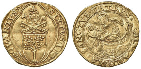 Sisto IV (1471-1484) Fiorino di camera - Munt. Manca; MIR manca AU (g 3,29) RRR Questa variante presenta la rosa pentafilla (invece che esafilla) al D...