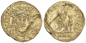 Innocenzo X (1644-1655) Scudo d'oro An. II - Munt. Manca; MIR 1771/2 AU (g 3,25) RRRRR Probabile montatura asportata e foro otturato. Il MIR classific...