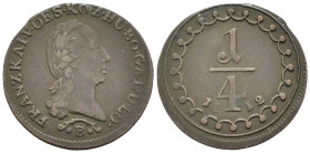 Austria - Impero Austriaco (1804-1867) - Franz II. (1804-1835) - 1/4 Kreuzer 1812 B - Mint: Kremnica - Cu - KM#2106

SPEDIZIONE SOLO IN ITALIA - SHI...