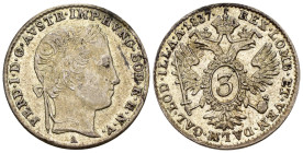 Austria - Impero Austriaco (1804-1867) - Ferdinand I (1835-1848) - 3 Kreuzer 1837 A - Mint: Vienna - Ag .346 - KM#2191

SPEDIZIONE SOLO IN ITALIA - ...