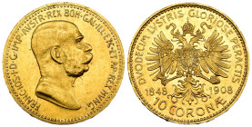 Austria - Impero Austro-Ungarico (1867-1918) - Franz Joseph I (1848-1916) - 10 Corona 1908 - 60° anniversario del regno di Francesco Giuseppe I - Au ....