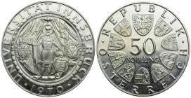 Austria - Seconda Repubblica Austriaca (1955-oggi) - 50 Schilling 1970 - 300° anniversario dell'Università di Innsbruck - Ag .900 - KM#2908

SPEDIZI...
