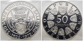 Austria - Seconda Repubblica Austriaca (1955-oggi) - 50 Schilling 1972 - 350° anniversario dell'Università di Salisburgo - Ag .900 - KM#2913

SPEDIZ...