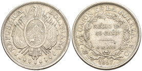 Bolivia - 1/2 Boliviano / 50 Centavos 1897 PTS CB - Mint: Potosi - Ag .900 - KM#161.5

SPEDIZIONE SOLO IN ITALIA - SHIPPING ONLY IN ITALY

BB+