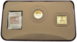 Canada - Set 2001 per il 150° anniversario del primo francobollo postale composto da: 3 Cents 2001 Ag .925 placcato oro .999 KM#410 - Gettone da 3 Pen...
