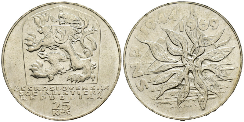 Cecoslovacchia - 25 Korun 1969 - 25° anniversario dell'insurrezione nazionale sl...