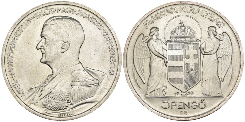 Ungheria - 5 Pengo 1939 BP. - Compleanno di Miklós Horthy - Mint: Budapest - Ag ...