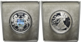 USA - 1 Oz / 1000 SATOSHI (una frazione di Bitcoin, 0.00001000 BTC) 2023 - Prima zecca ad emettere moneta criptovaluta - RARISSIMA - Ag .999 - in cofa...
