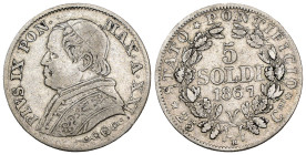 Roma - Stato Pontificio - Pio IX (1846-1870) - 5 Soldi 1867 XXI - Ag - Gigante 313

SPEDIZIONE SOLO IN ITALIA - SHIPPING ONLY IN ITALY

BB