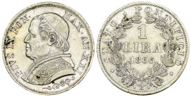 Roma - Stato Pontificio - Pio IX (1846-1878) - 1 Lira 3° Tipo, busto grande 1866 XXI - Ag - Gigante 297

SPEDIZIONE SOLO IN ITALIA - SHIPPING ONLY I...