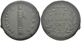 Roma - Prima Repubblica Romana (1798-1799) - Due Baiocchi 14° Tipo, con Sigle (G-H) e mdz "R" - Cu - RARA - Gigante 18

SPEDIZIONE SOLO IN ITALIA - ...