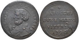 Viterbo - Stato Pontificio - Pio VI (1775-1799) - Sanpietrino da Due e Mezzo Baiocchi 1796 - Cu - RARA - MIR 3021/1

SPEDIZIONE SOLO IN ITALIA - SHI...
