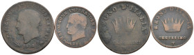 Re d'Italia (1805-1814) - Lotto di 2 monete: 3 Centesimi 1° Tipo 1808 Cu Gigante 221 - 1 Centesimo 1811 Cu RARO Gigante 244

SPEDIZIONE SOLO IN ITAL...