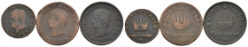Napoleone I, Re d'Italia (1805-1814) - Lotto di 3 monete: 1 Centesimo 1809 Venezia Cu Gigante 239 - 2 esemplari da 3 Centesimi 1811/1812 Milano Cu Gig...