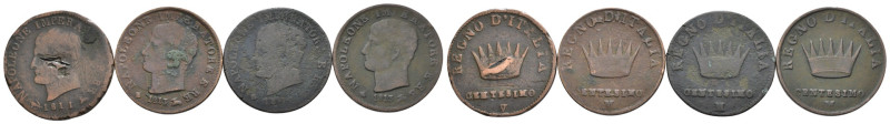 Re d'Italia (1805-1814) - Lotto di 4 monete: 1 Centesimo 1811 Venezia Cu Gigante...