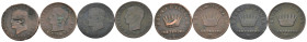 Re d'Italia (1805-1814) - Lotto di 4 monete: 1 Centesimo 1811 Venezia Cu Gigante 244 - 2 esemplari da 1 Centesimo 1813 Milano Cu Gigante 250 - 1 Cente...