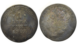 Francesco II d'Asburgo Lorena (1797-1805) - 1 Lira Veneta 1802 Vienna - Mi - Gigante 9

SPEDIZIONE SOLO IN ITALIA - SHIPPING ONLY IN ITALY

MB/qBB