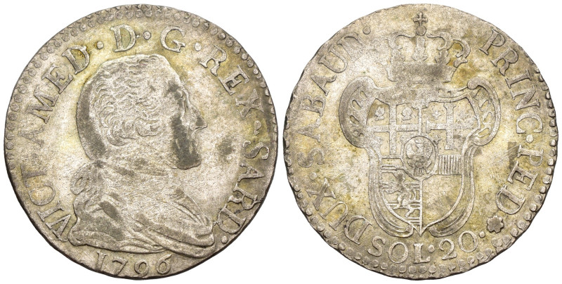 Vittorio Amedeo III (1773-1796) - 20 Soldi 1796 - Mi - gr. 5,52 - Cudazzo 1100c...