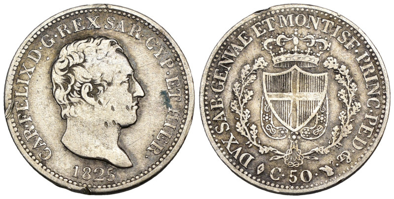 Carlo Felice (1821-1831) - 50 Centesimi 1825 Torino - Ag - Gigante 87

SPEDIZI...