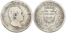 Carlo Felice (1821-1831) - 50 Centesimi 1831 Torino - Ag - MOLTO RARA - Gigante 100

SPEDIZIONE SOLO IN ITALIA - SHIPPING ONLY IN ITALY

MB