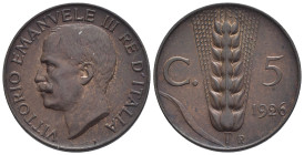Vittorio Emanuele III (1900-1943) - 5 Centesimi Spiga 1926 - Cu. - Gigante 272

SPEDIZIONE SOLO IN ITALIA - SHIPPING ONLY IN ITALY

qFDC