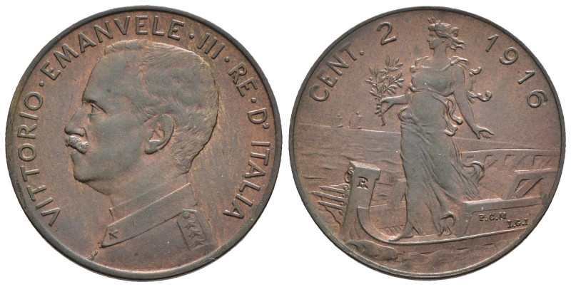 Vittorio Emanuele III (1900-1943) - 2 Centesimi Italia su Prora 1916 - Cu, tracc...