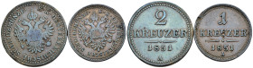 Austria - Impero Austriaco - Franz Joseph I (1848-1916) - Lotto di 2 monete: 2 Kreuzer 1851 A Mint: Vienna Cu KM#2189 - 1 Kreuzer 1851 A Mint: Vienna ...