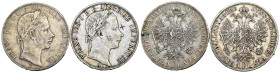 Austria - Impero Austriaco - Franz Joseph I (1848-1916) - Lotto di 2 monete: 1 Florin 1858 B Mint: Kremnica Ag KM#2219 - 1 Florin 1859 A Mint: Vienna ...