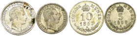 Austria - Impero Austriaco - Franz Joseph I (1848-1916) - Lotto di 2 monete: 10 Kreuzers 1863 A Mint: Vienna Ag .500 KM#2204 - 5 Kreuzers 1858 A Mint:...