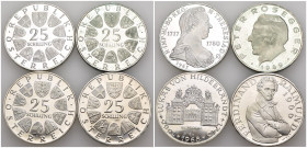 Austria - Lotto di 4 monete: 25 Schilling 1966 130° anniversario della morte di Ferdinand Raimund Ag .800 KM#2899 - 25 Schilling 1967 250° anniversari...