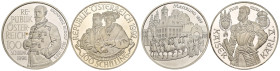 Austria - Lotto di 2 monete: 100 Schilling 1998 Tragedie asburgiche: Il principe ereditario Rodolfo Ag .900 KM#3051 - 100 Schilling 1992 Millennio Ag ...