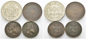 Brasile - Lotto di 4 monete: 2 esemplari da 20 Réis 1968/1969 AE KM#474 - 40 Réis 1908 AE KM#491 - 200 Réis 1884 CuNi KM#493

SPEDIZIONE SOLO IN ITA...