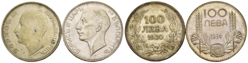 Bulgaria - Boris III (Борис III) (1918-1943) - Lotto di 2 monete: 100 Leva 1930 ...