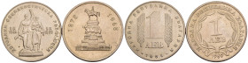Bulgaria - Lotto di 2 monete: 1 Lev 1969 90° anniversario della liberazione dai turchi Mint: Sofia Ottone al nichel KM#76 - 1 Lev 1969 25° anniversari...