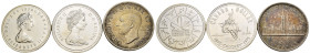 Canada - Lotto di 3 monete: 1 Dollar 1978 Giochi del Commonwealth, Edmonton Ag .500 KM#121 - 1 Dollar 1975 100° anniversario della città di Calgary Ag...