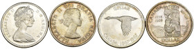 Canada - Lotto di 2 monete: 1 Dollar 1967 100° Anniversario del Canada Ag .800 KM#70 - 1 Dollar 1958 100° Anniversario della Columbia Britannica Ag .8...