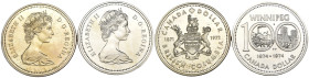 Canada - Lotto di 2 monete: 1 Dollar 1971 Centenario della Columbia Britannica Ag .500 KM#80 - 1 Dollar 1974 100° anniversario della città di Winnipeg...