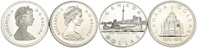Canada - Lotto di 2 monete: 1 Dollar 1984 150° anniversario di Toronto Ag .500 KM#140 - 1 Dollar 1976 100° anniversario della Biblioteca parlamentare ...