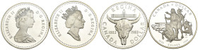 Canada - Lotto di 2 monete: 1 Dollar 1982 100° Anniversario della fondazione della città di Regina, Saskatchewan Ag .500 KM#133 - 1 Dollar 1990 300° a...
