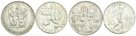 Cecoslovacchia - Lotto di 2 monete: 10 Korun 1964 20° Anniversario della Rivolta Slovacca Ag .500 KM#56 - 50 Korun 1948 3° Anniversario della Rivolta ...