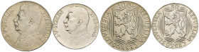 Cecoslovacchia - Lotto di 2 monete: 100 Korun 1949 70° compleanno di Josef V. Stalin Ag .500 KM#30 - 50 Korun 1949 70° compleanno di Josef V. Stalin A...