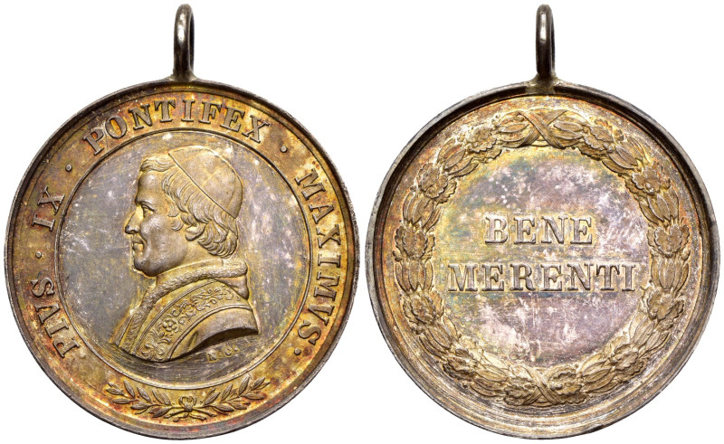 Stato Pontificio - Pio IX (1846-1878) - Medaglia "Bene merenti" - Ag - gr. 12,90...